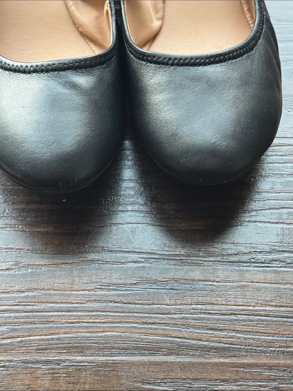 Cole Haan Black Leather Ballet Flats - Slip-On Women's Loafers - Picture 4 of 12